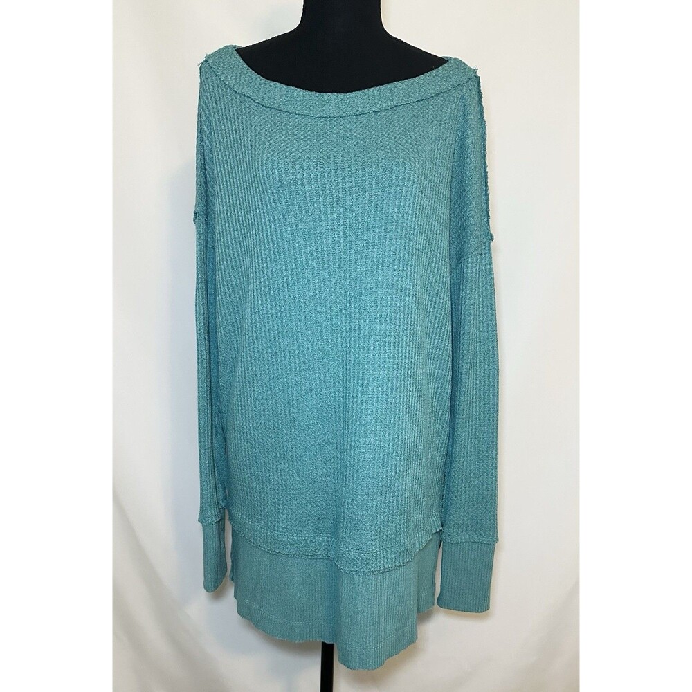 Free People We The‎ Free North Shore Thermal Tunic Teal Top Women's SMALL